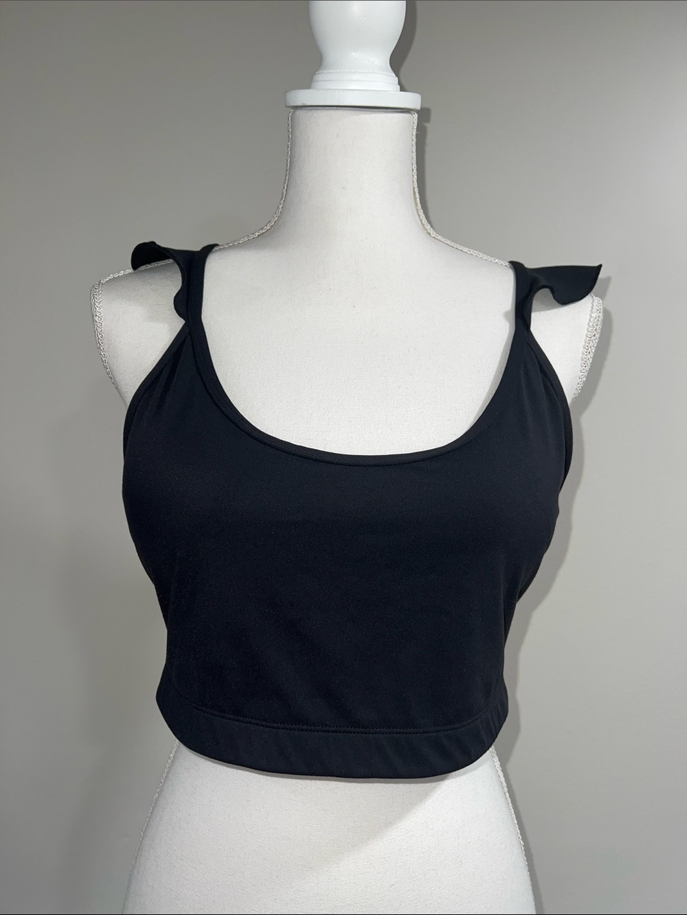 JoyLab Black Ruffled Razorback Yoga Sports Bra Sz XL
